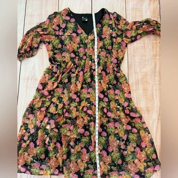 Maison Tara Quarter Sleeve Maxi Floral Dress Size 16 Flowy Party fall office - Picture 5 of 6